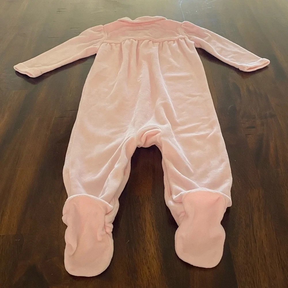 Ralph Lauren Layette collection Footed Velour One Piece with Peter Pan Collar